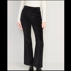 Old Navy Extra High-Waisted Velvet Kicker Boot-Cut Pants Black NEW Plus Size 22